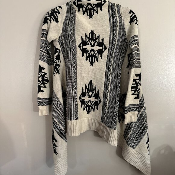 Hippie Rose Knit Cardigan Open Drape Front Geometric Print - Picture 4 of 6